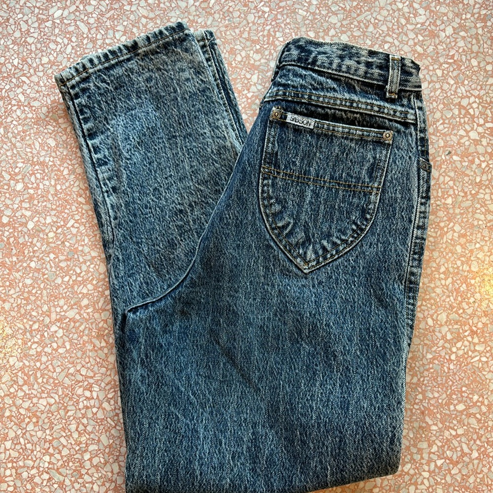 Vintage 1980’s Sasson Acid/Stone Washed High Waisted Pinstriped Jeans - Picture 1 of 16
